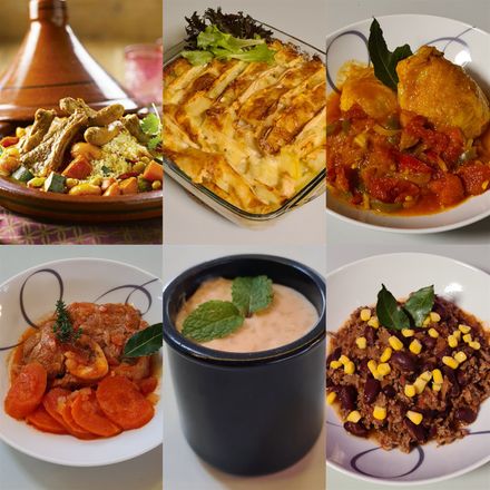 Quelques photos  des réalisations maison:    Couscous, Tartiflette, Poulet basquaise, osso buco de veau, riz au lait, chili con carne